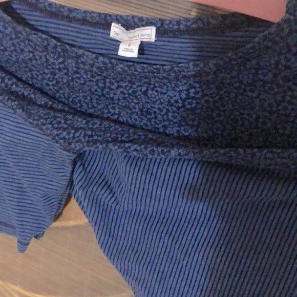 GAP Crop Top blue flowers stripes 100% cotton women’s size small - Picture 4 of 12